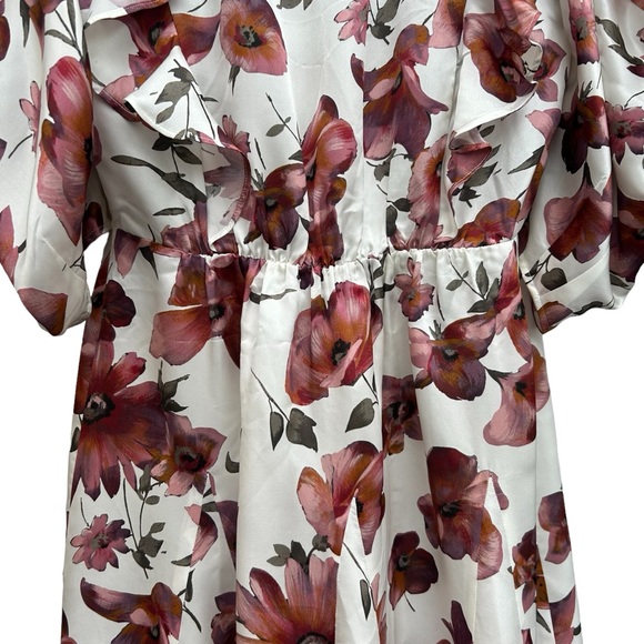 THE KOOPLES Short Wrap Dress with Bold Floral Print Ruffles #Girlcore - Medium - Picture 15 of 16